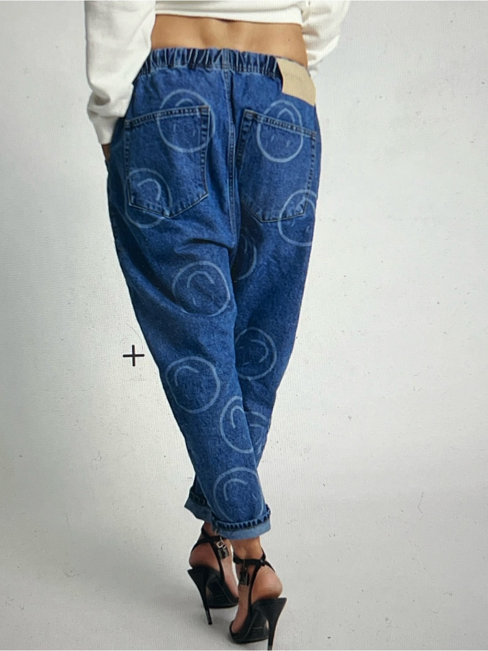 One Teaspoon Blue Circle-Print Boyfriend Jeans